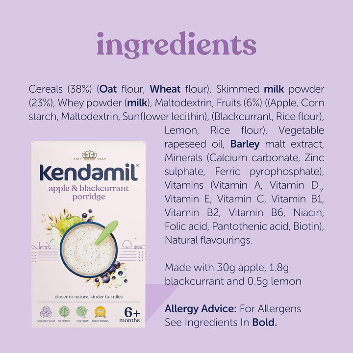 Kendamil Apple and Blackcurrant Baby Porridge